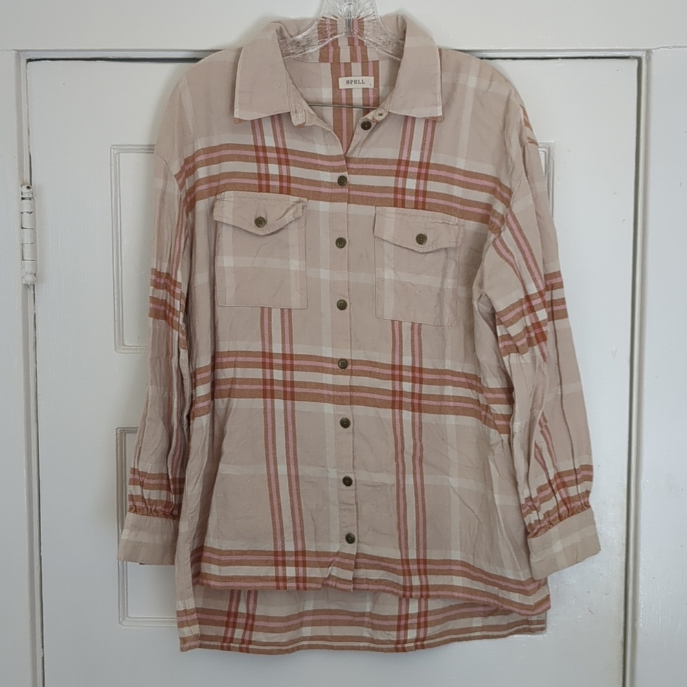 Spell And The Gypsy Basecamp Flannel Musk Long Sleeve Button Shirt Large - Picture 2 of 12
